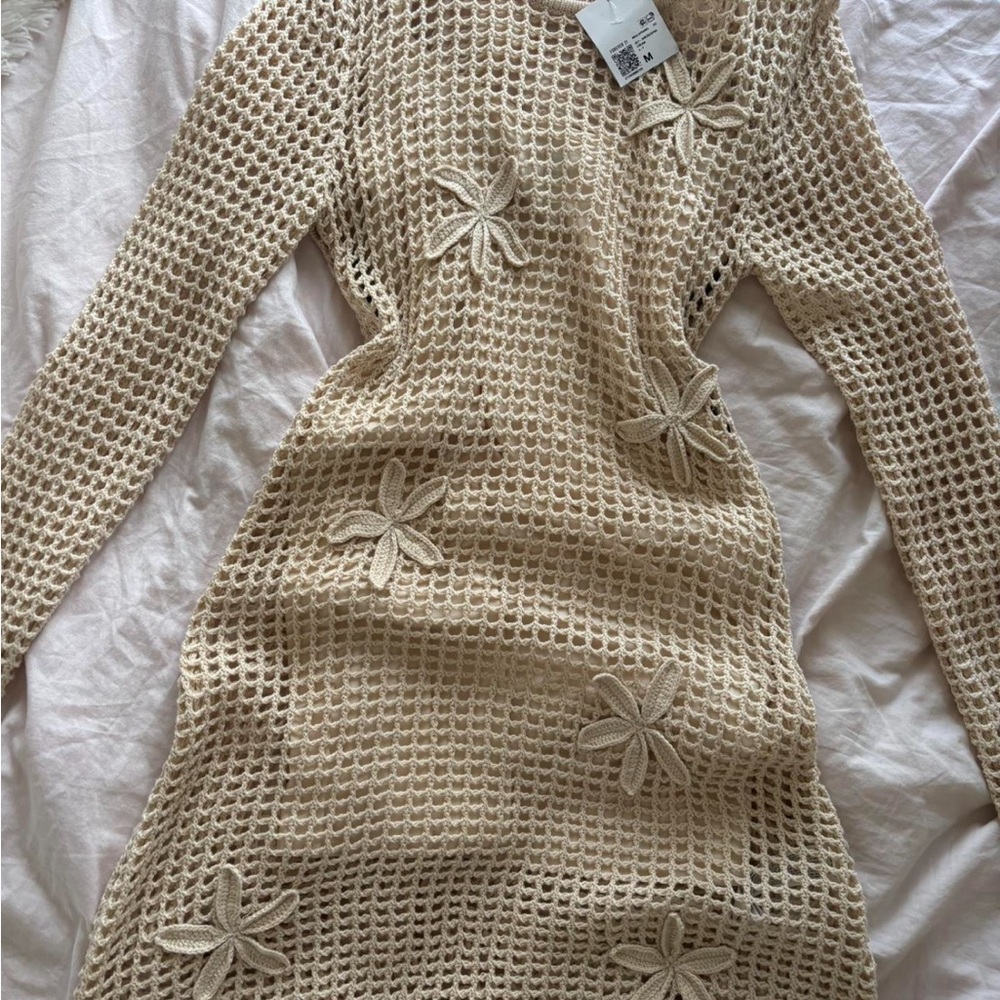 Elegant Cream Crochet Dress
